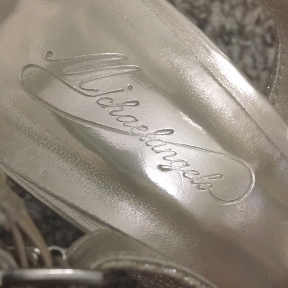 Michaelangelo Sparkly Gold Heels peep toe - Picture 6 of 10